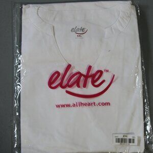 New Elate 5XL Women's White Mock Wrap Solid Scrub Top